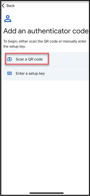 The option to scan a QR code.