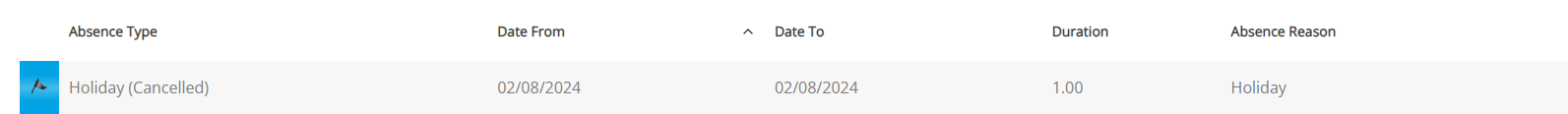 A cancelled hoilday request. 