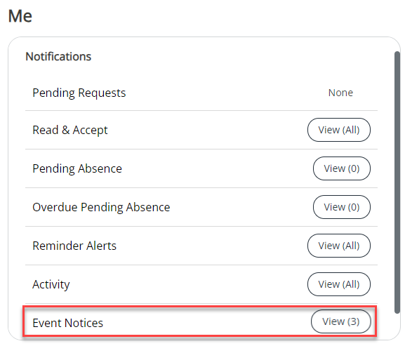 The Event Notices option in the Notifications panel. 