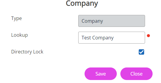 The Company screen. 