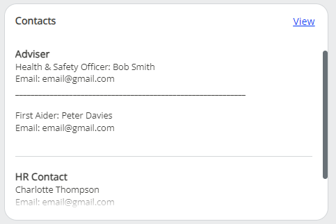 The Contacts tile shown on the homepage of the system. 
