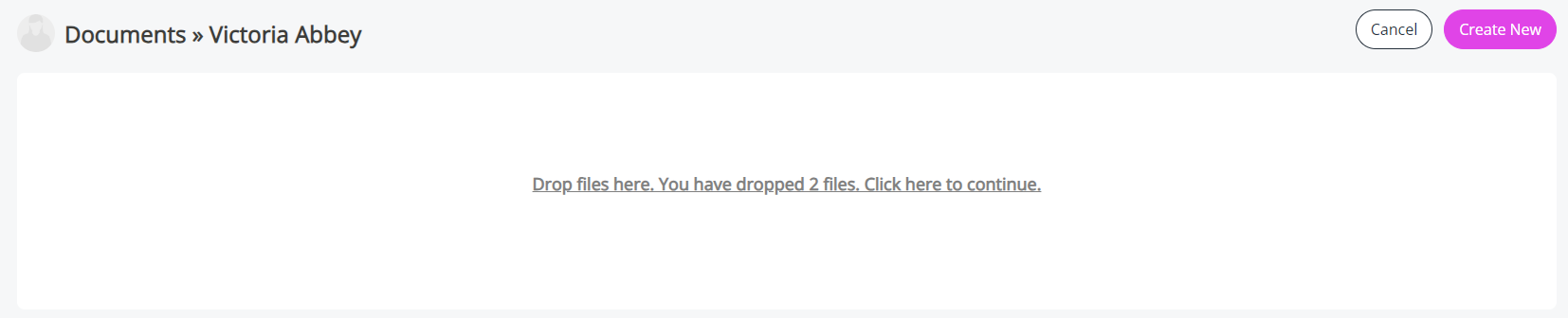 A screen showing that two files have been uploaded.