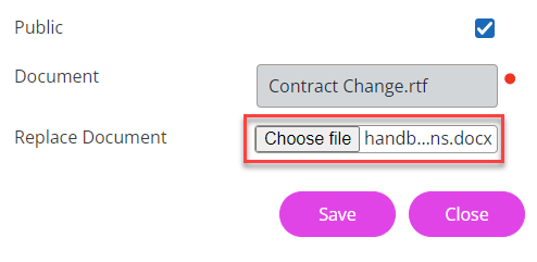 The Choose file option on the Mail Merge Template screen.