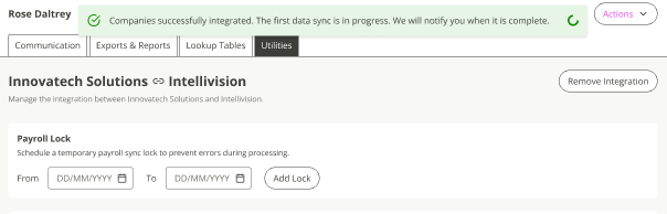 The success message shown at the final step of the integration. 