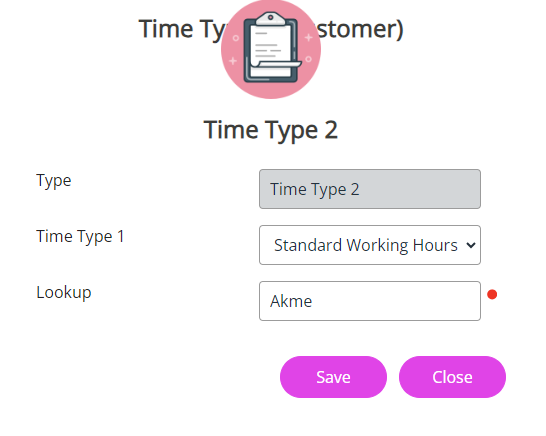 The options added into the Time Type 2 drop-down