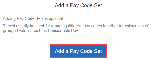 the Add a Pay code set screen