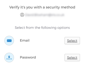  Verify it's you with a security method. Choose Email or Password. 