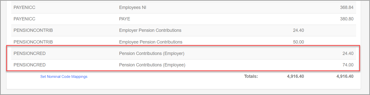 Pension Refund summary with Employer and Employee refund lines highlighted