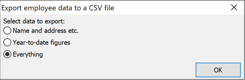 Select Export Employee data to a CSV file