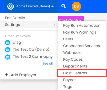 Select Cost Centres