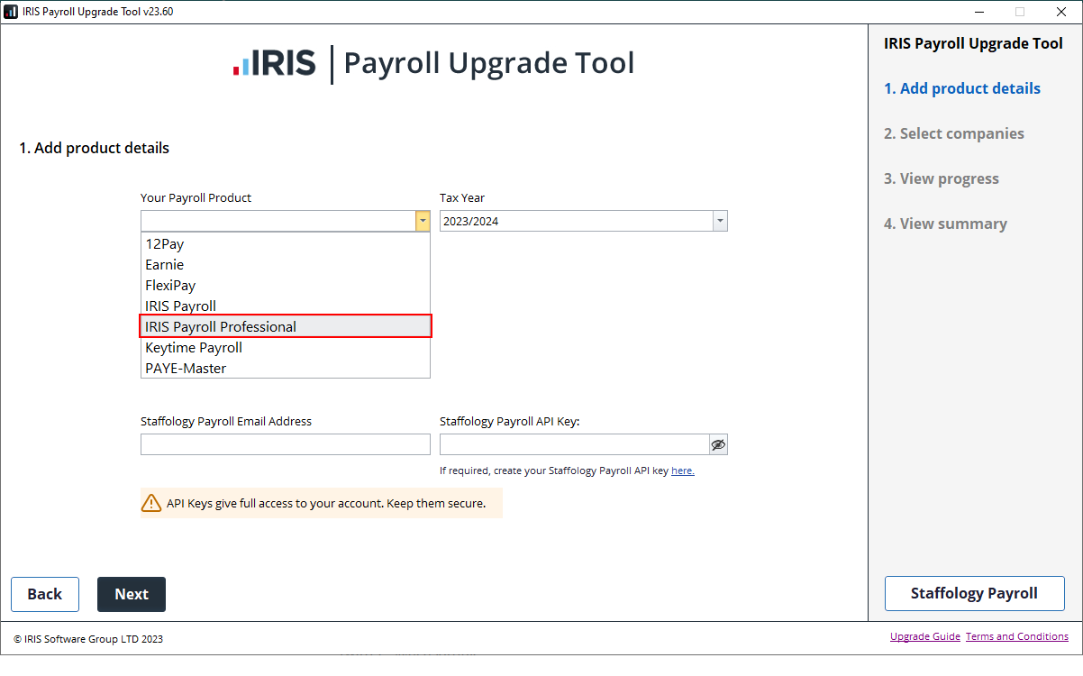 Go to Your Payroll Product and select Keytime Payroll.