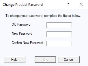 the Change Product Password screen