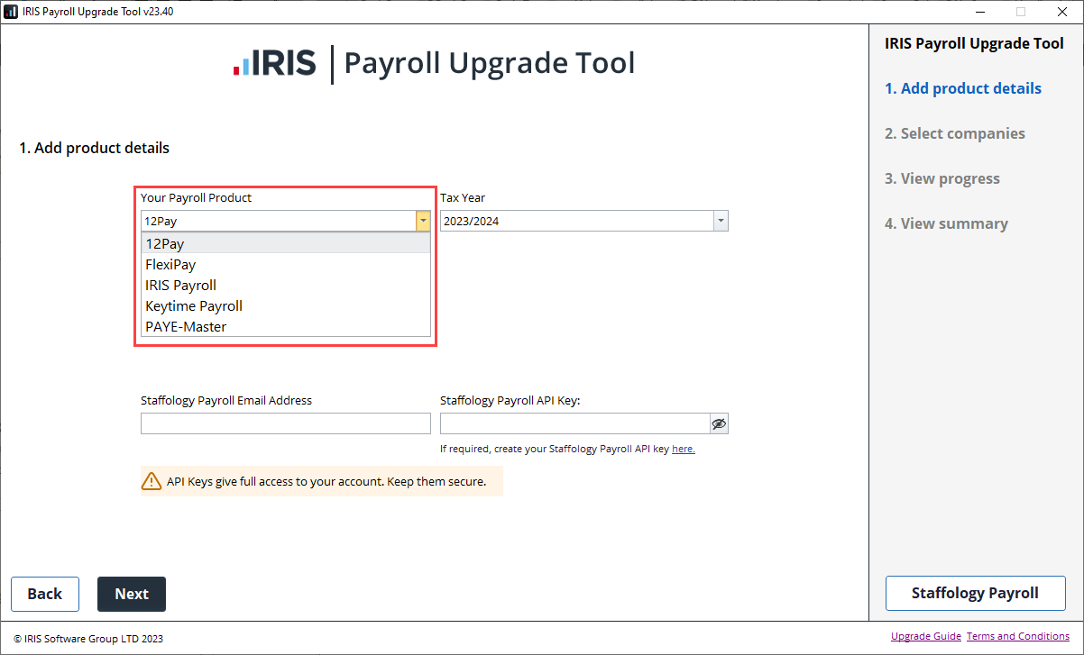 Go to Your Payroll Product and select 12 Pay.