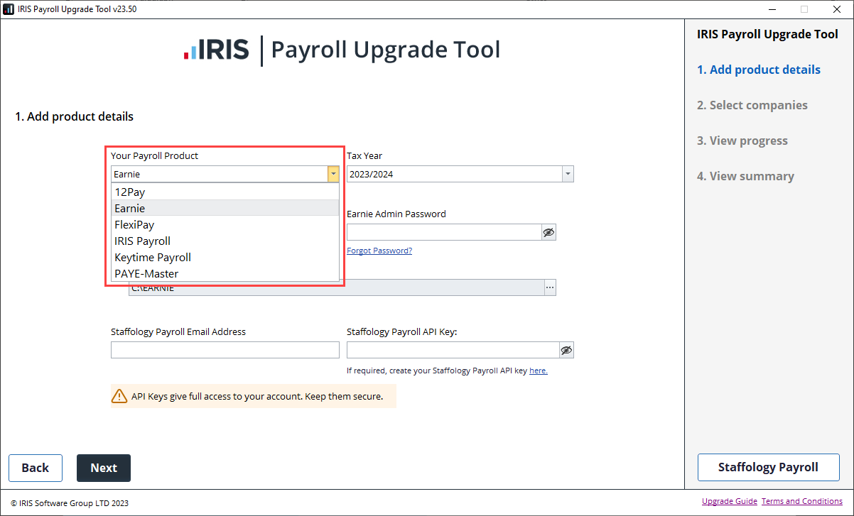 Go to Your Payroll Product and select Keytime Payroll.