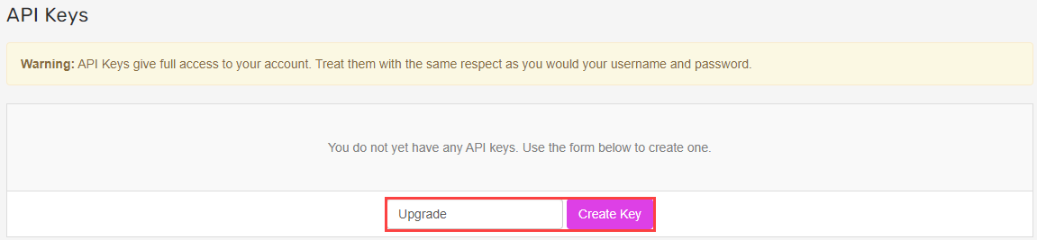Enter a Name and select Create Key.