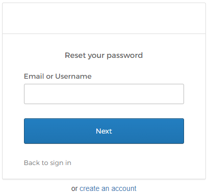 reset your Login password screen, prompting for email or Username