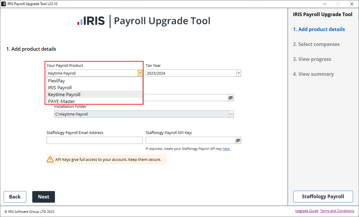 Go to Your Payroll Product and select Keytime Payroll.