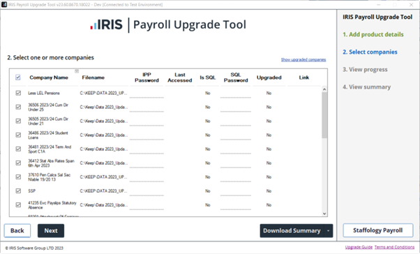 Select the companies you wish to upgrade. 