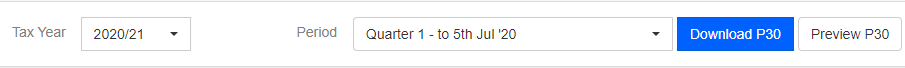 For the P30 choose the Tax Year and Period.